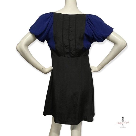 ANTHROPOLOGIE Moulinette Soeurs Bolero Silk Dress Pouf Slv Retro Fit Flare 2 XS - Picture 10 of 14